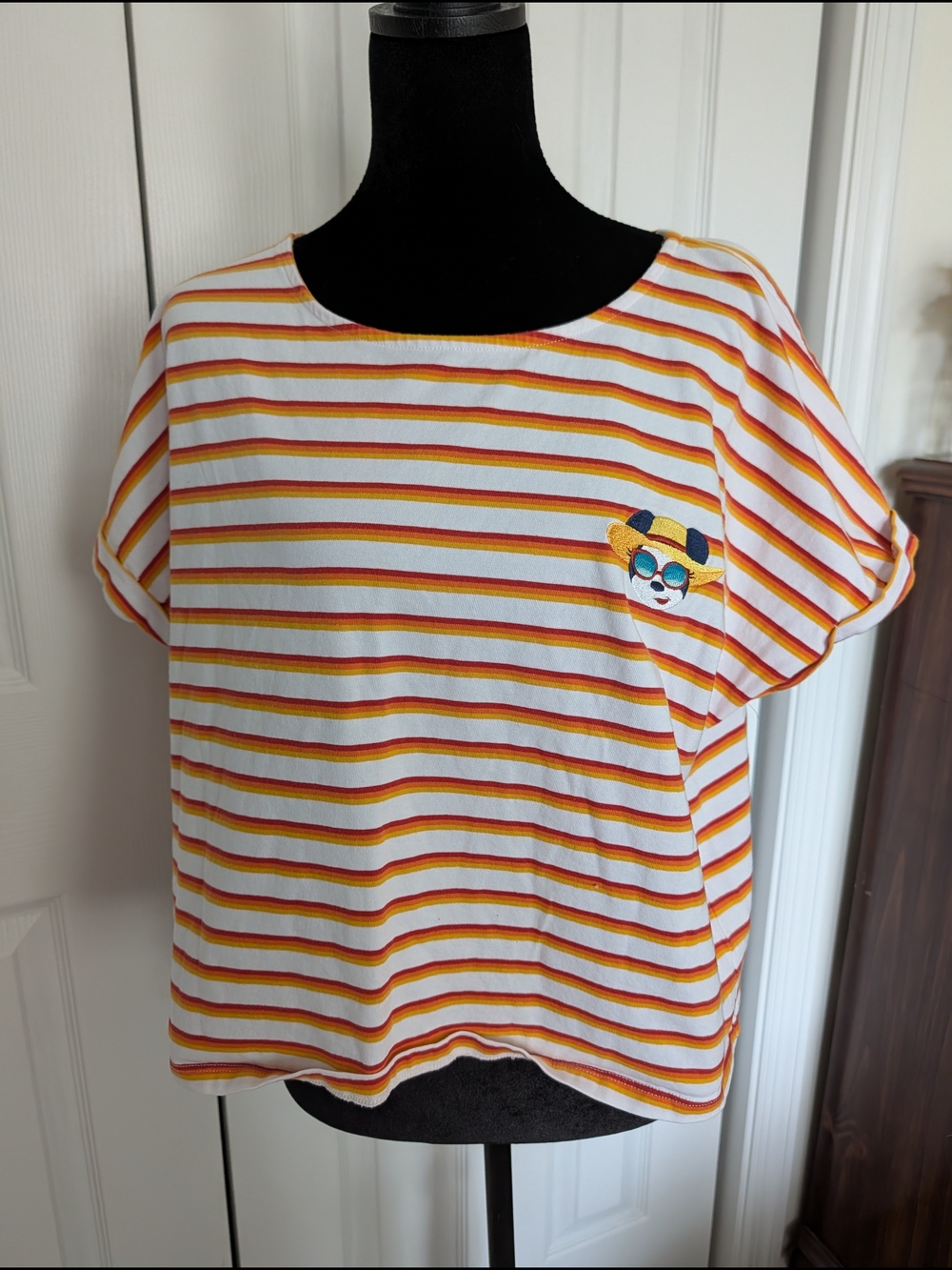 Disney Cruise Line Women's Striped Top With Embroidered Minnie
